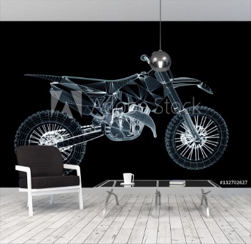 Bild på Motorbike in Hologram Wireframe Style Nice 3D Rendering